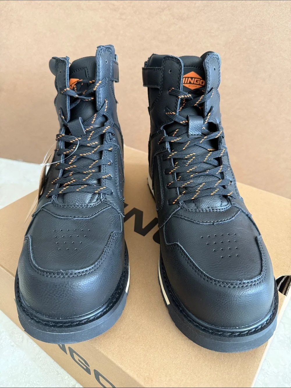 NINGO Steel Toe Water Resistant Men's Black High-Top Work Boots 11 NEW!